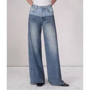 rag & bone Miramar Sofie Wide Leg Pants Two Tone Antonia Print Terry Sweat 31